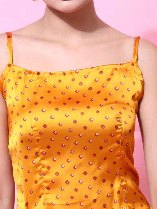 Satin Dress Dotted Mustard - Image 4