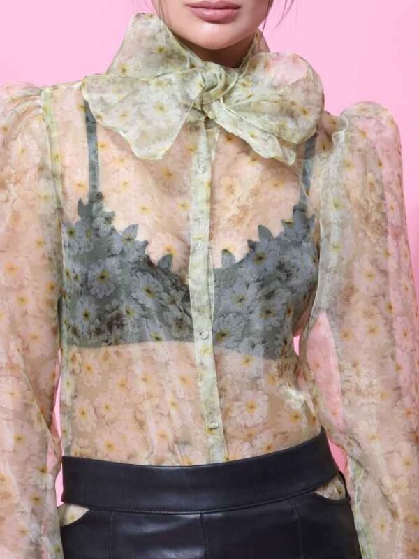 Printer Organza Shirt_Green - Image 2