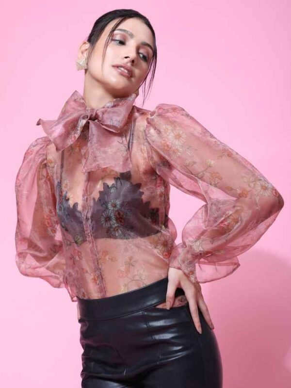 Printer Organza Shirt_Pink - Image 3