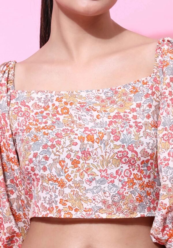 Womens Stylish Silk Fabric Floral Printed Top - Image 5