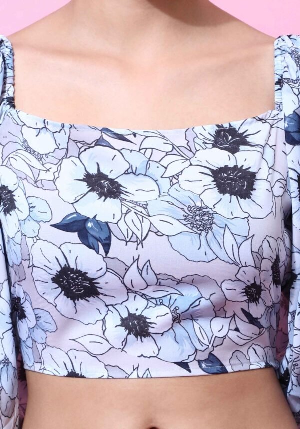 Womens Stylish Silk Fabric Floral Printed Top - Image 3