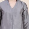 Women Solid Dupion Silk Straight Kurta - Image 6