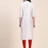 Women Solid Dupion Silk Straight Kurta,White - Image 5