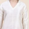 Women Solid Dupion Silk Straight Kurta,White - Image 6
