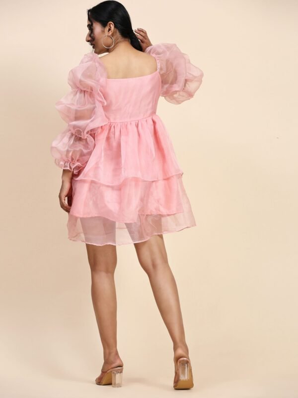 Phenav Organza Plain Dress (Peach) - Image 3