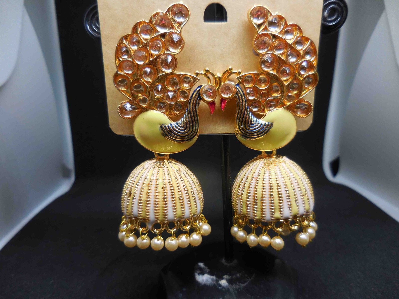 Mesmerizing Chandbali Style Peacock Long Size Earrings: Regal Beauty for  the Modern Woman J25806