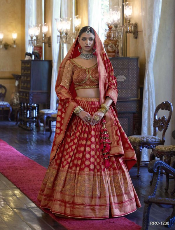 Red & Golden Lehnga With Blouse,Combination Duptta &Sequence Work - Image 2