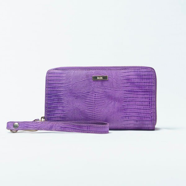 RI2K Women Genuine Purple Leather Wristlet Zip Around Purse