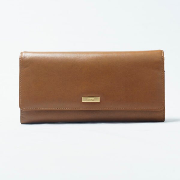 RI2K Genuine Leather Tan Flap Purse With Chain - Image 2