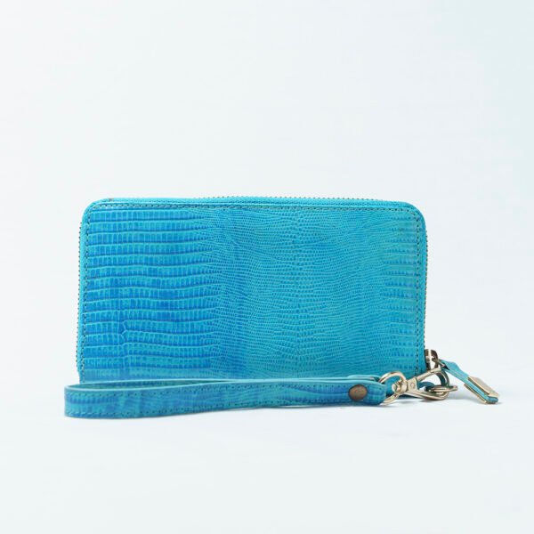 RI2K Women Genuine Blue Soffiano Leather Wristlet Zip Around Purse - Image 2