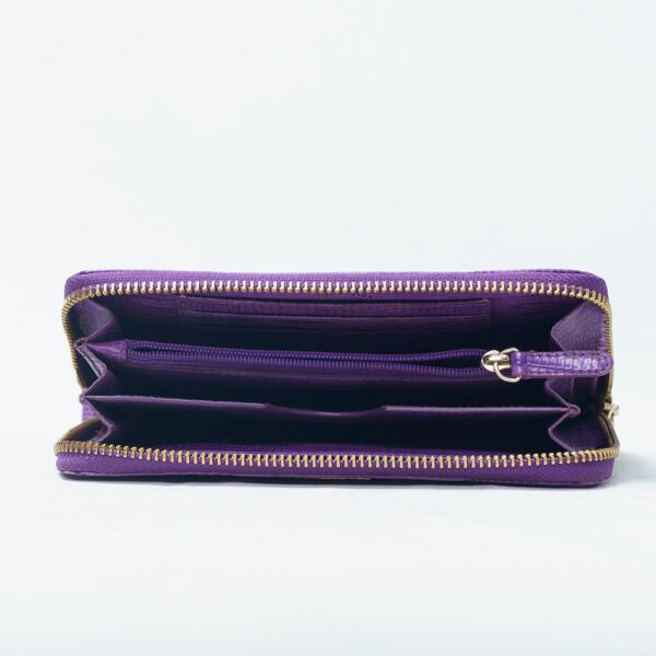 RI2K Women Genuine Purple Leather Wristlet Zip Around Purse - Image 3