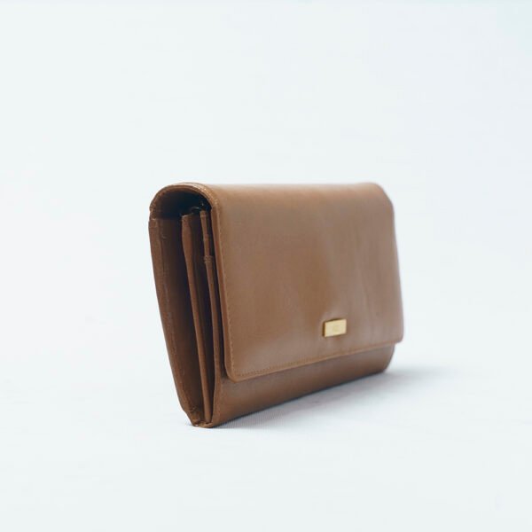 RI2K Genuine Leather Tan Flap Purse With Chain - Image 5