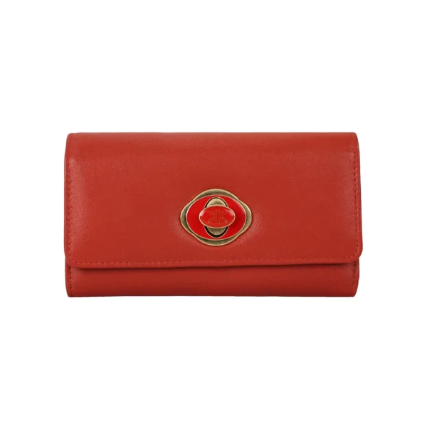 RI2K Women Tomato Red Genuine Leather Flap Purse - Image 2