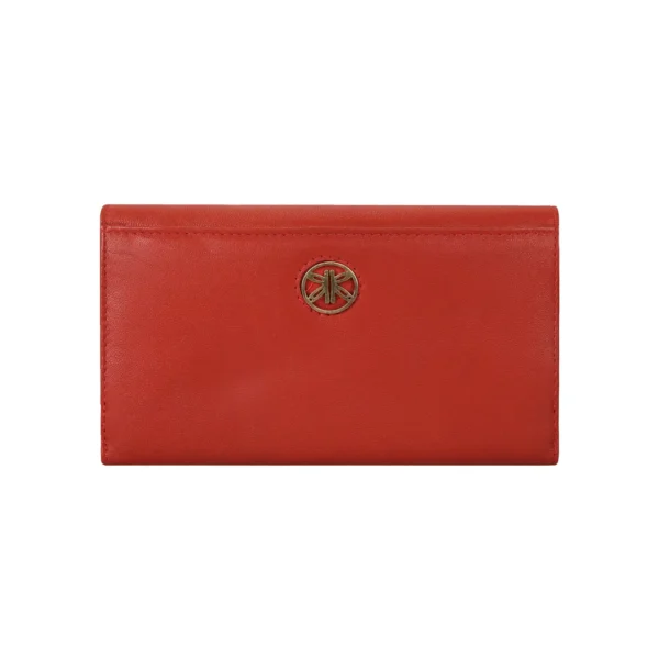 RI2K Women Tomato Red Genuine Leather Flap Purse - Image 3