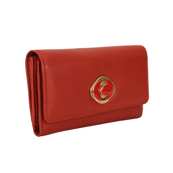 RI2K Women Tomato Red Genuine Leather Flap Purse - Image 4