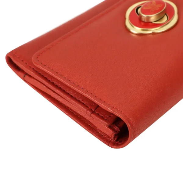 RI2K Women Tomato Red Genuine Leather Flap Purse - Image 6