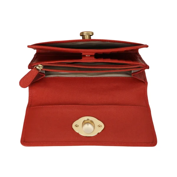 RI2K Women Tomato Red Genuine Leather Flap Purse - Image 7