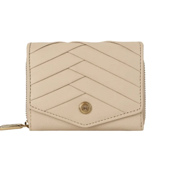 RI2K Women Genuine Cream Pleated Leather Bi Fold Purse - Image 2