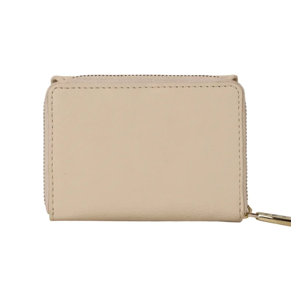 RI2K Women Genuine Cream Pleated Leather Bi Fold Purse - Image 3