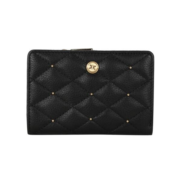 RI2K Genuine Black Quilted Leather Purse With Rivets - Image 2