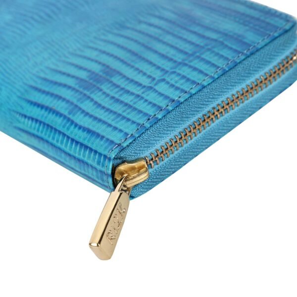 RI2K Women Genuine Blue Soffiano Leather Zip Around Purse - Image 4