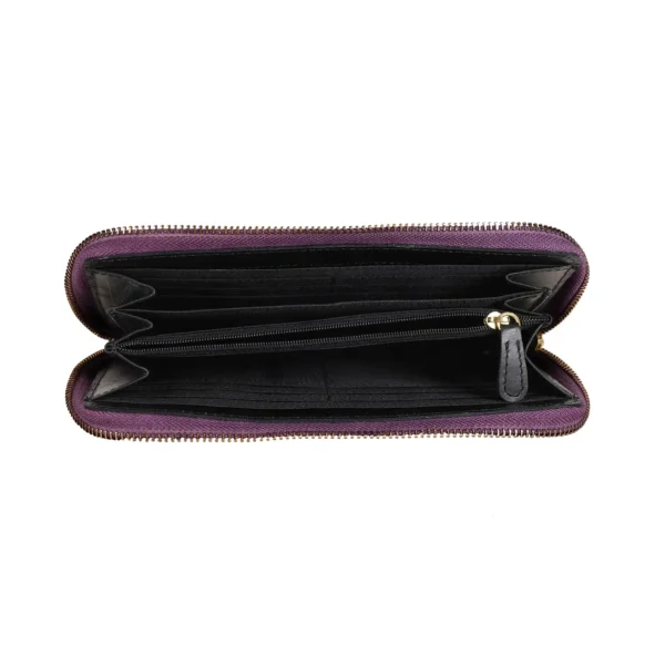 RI2K Women Genuine Purple Soffiano Leather Zip Around Purse - Image 6