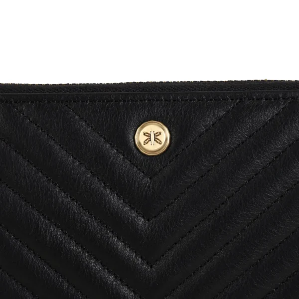 RI2K Women Genuine Leather Quilted Black Zip Around Purse - Image 3