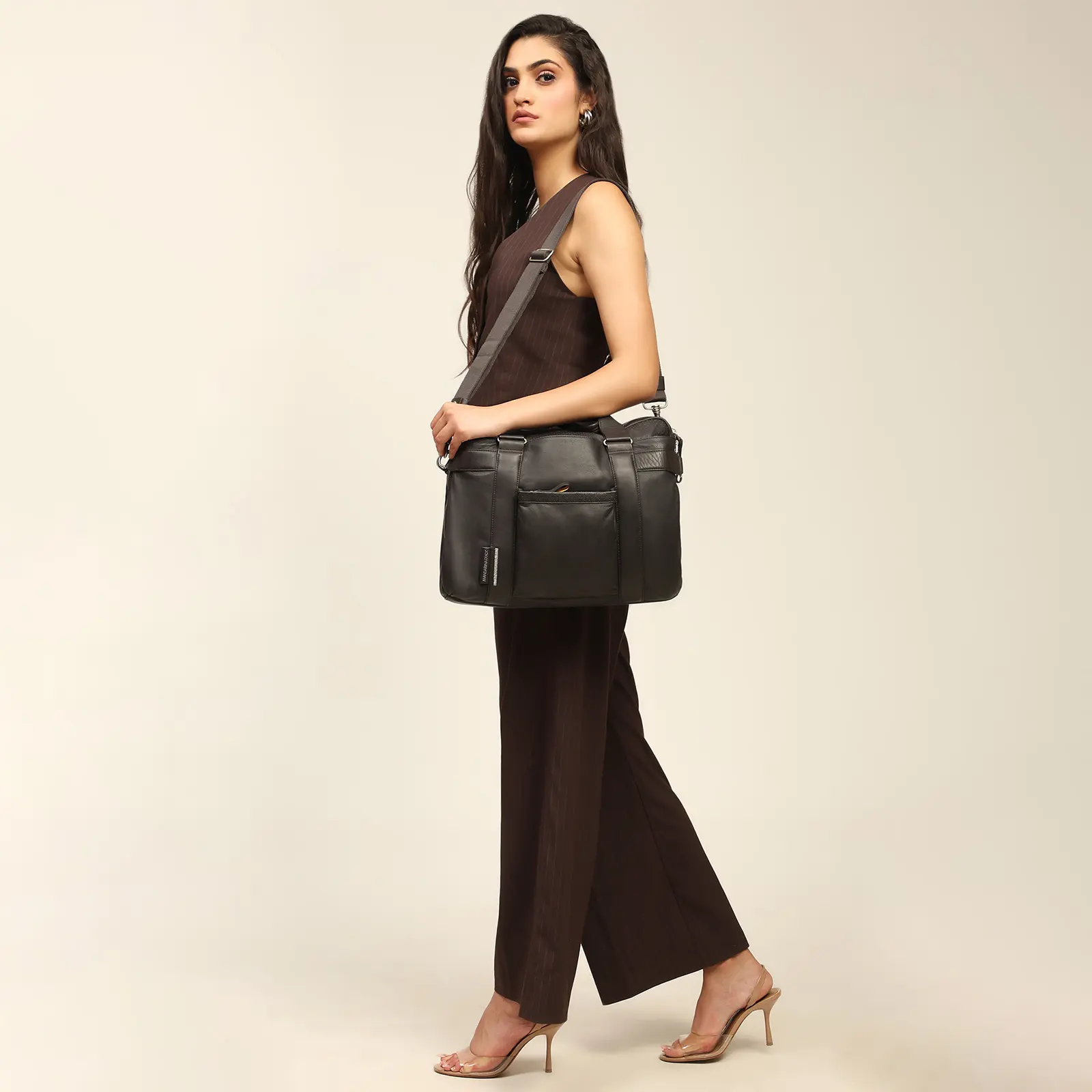 Mandarina Duck Black Laptop Bag with Strap Limited Edition Genuine Leather