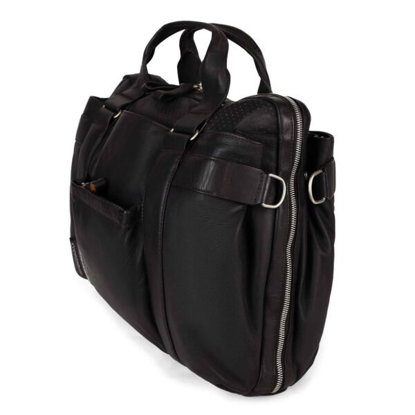 Mandarina Duck Dark Brown Laptop Bag with Strap Limited Edition Genuine Leather - Image 5