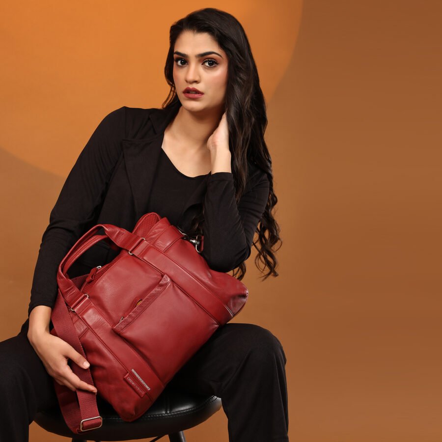 Mandarina Duck Red Laptop Bag with Strap Limited Edition Genuine Leather