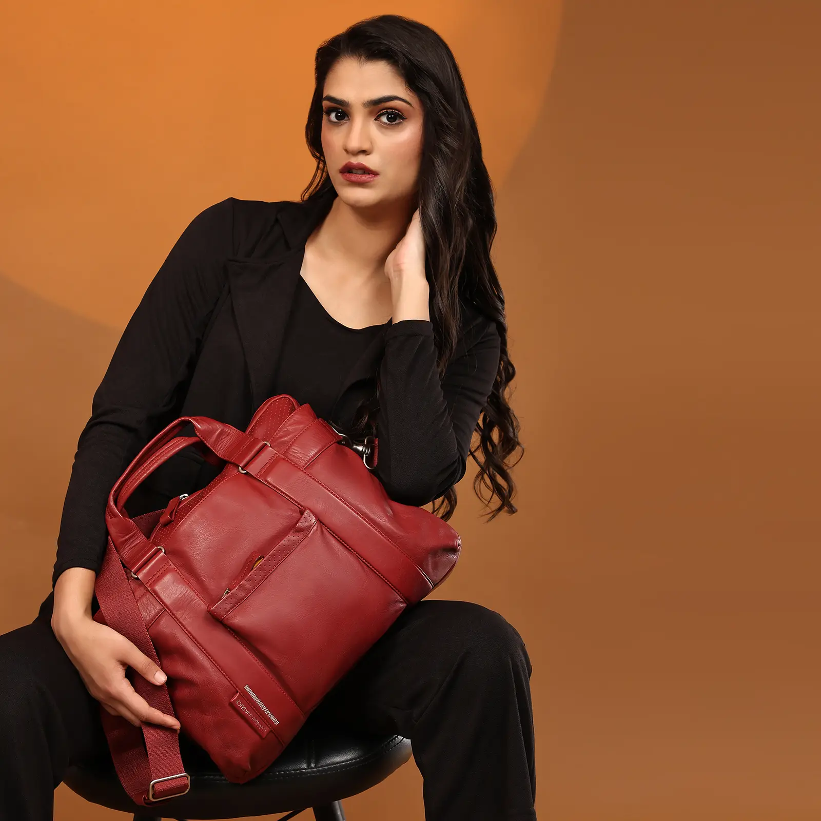 Mandarina Duck Red Laptop Bag with Strap Limited Edition Genuine Leather