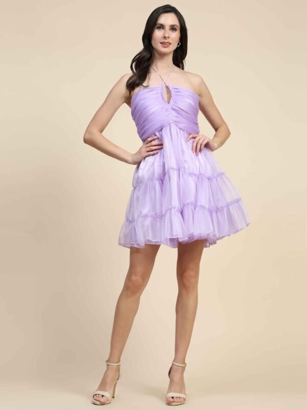 Halter Neck Tiered Fit & Flare Dress - Image 2