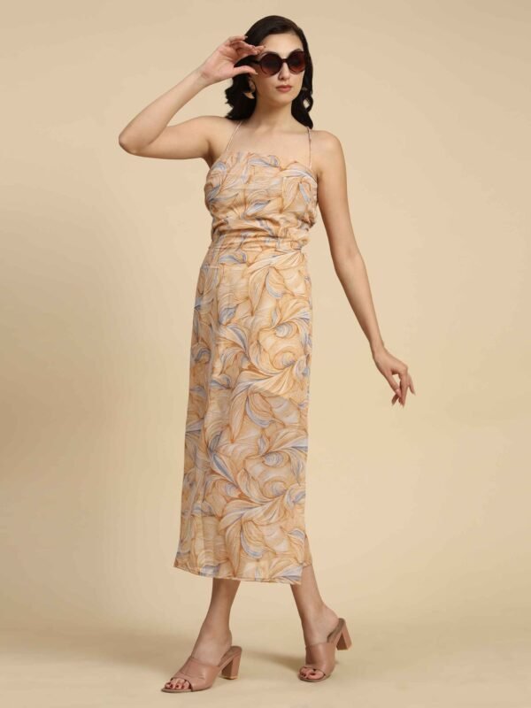 Shoulder Straps Sleeveless Floral Print Georgette Maxi Midi Dress - Image 9