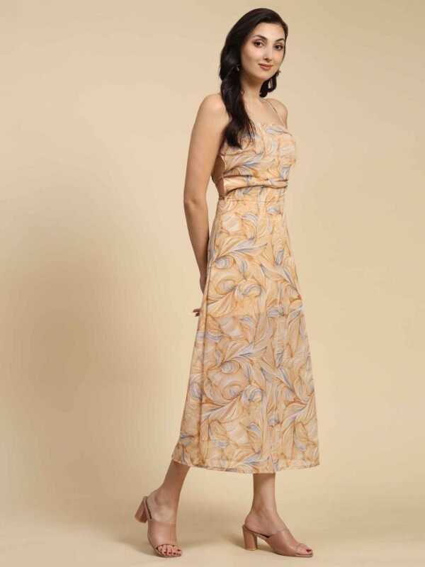 Shoulder Straps Sleeveless Floral Print Georgette Maxi Midi Dress - Image 5