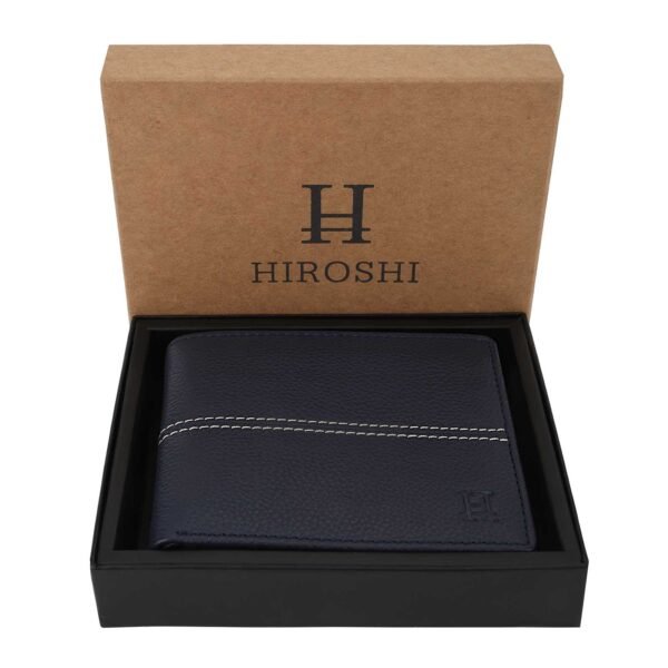 Hiroshi Genuine Leather Ralph Collection Navy Bi Fold Wallet - Image 4