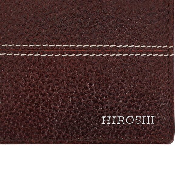 Hiroshi Leather Brown Bi Fold Wallet - Image 6