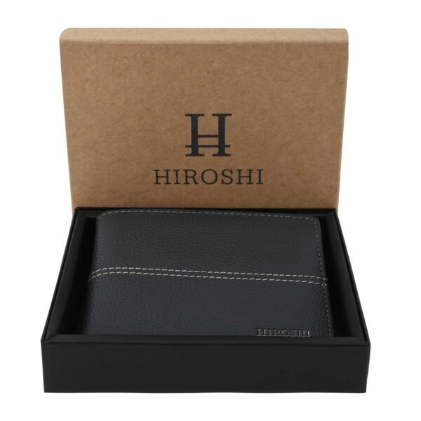 Hiroshi Grey Bi Fold Stylish Wallet - Image 3