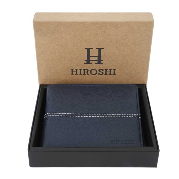 Hiroshi Navy Bi Fold Stylish Wallet - Image 4