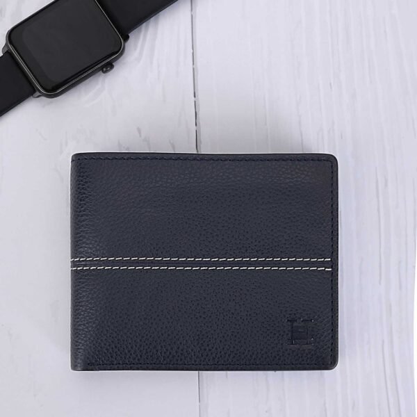 Hiroshi Genuine Leather Ralph Collection Navy Bi Fold Wallet - Image 3