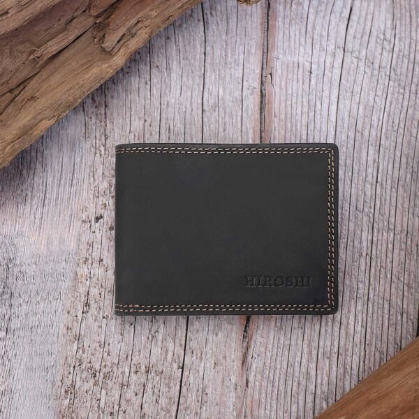 Hiroshi Genuine Leather Tokyo Collection Black Bi Fold Wallet - Image 3