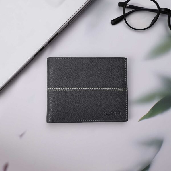 Hiroshi Grey Bi Fold Stylish Wallet - Image 2