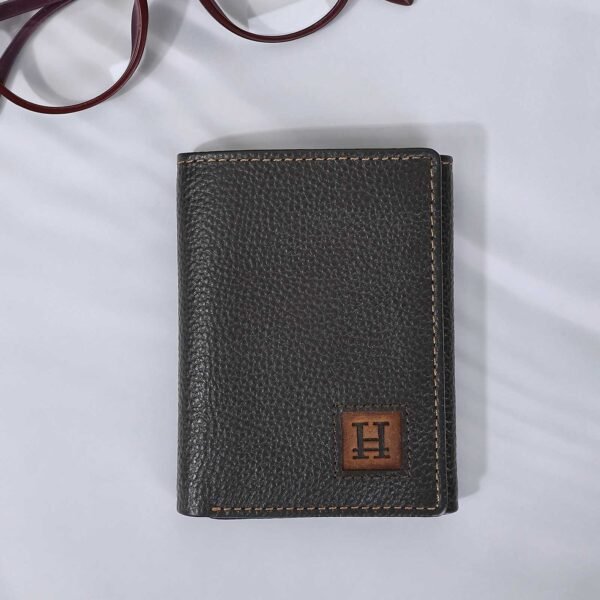 Hiroshi Genuine Leather Dark Brown Tri Fold Wallet - Image 3