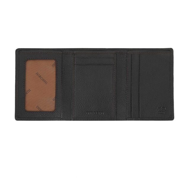 Hiroshi Genuine Leather Dark Brown Tri Fold Wallet - Image 8