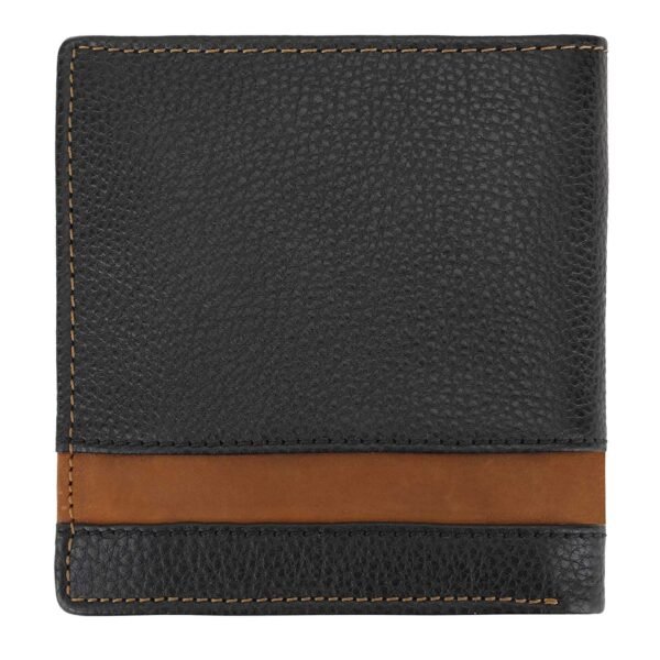 Hiroshi Genuine Leather Black And Tan Bi Fold Wallet - Image 6