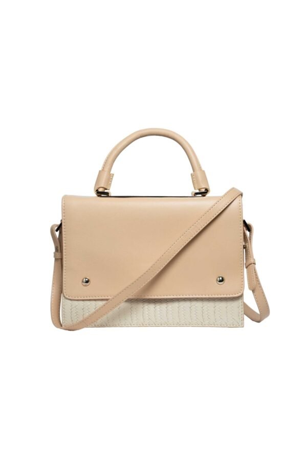 RI2K Canonbury Genuine Leather Tan and Cream Satchel Bag