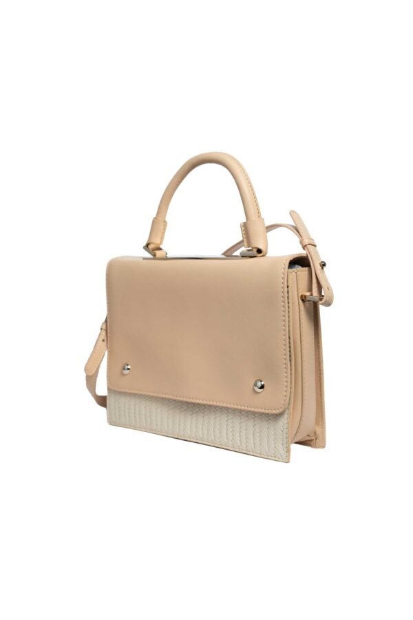 RI2K Canonbury Genuine Leather Tan and Cream Satchel Bag - Image 3