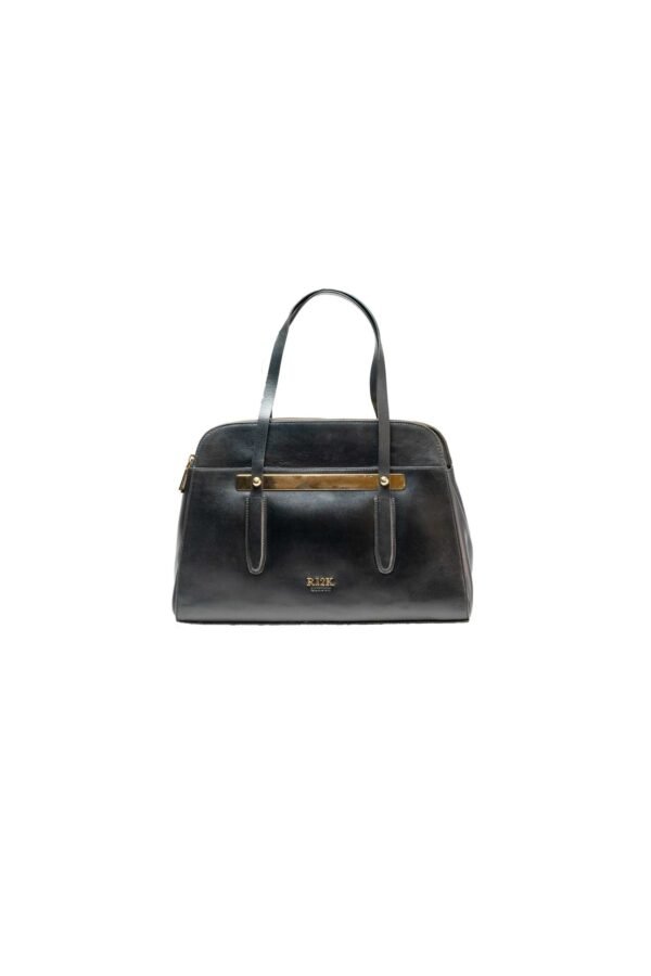 RI2K Genuine Leather Black Structured Bag