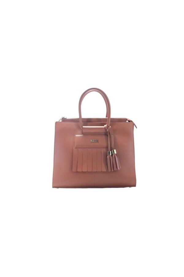 RI2K Genuine Leather Brown Structured Tote Bag