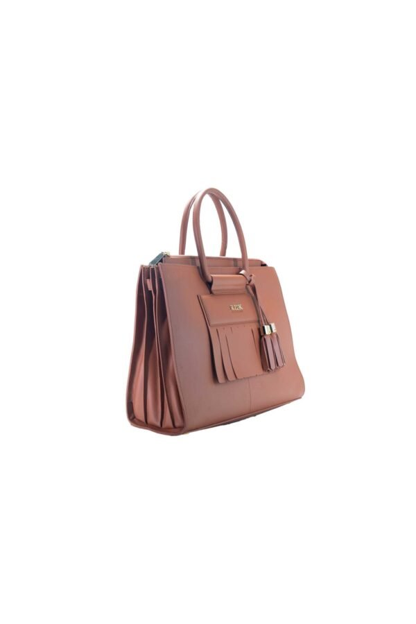 RI2K Genuine Leather Brown Structured Tote Bag - Image 3