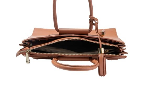 RI2K Genuine Leather Brown Structured Tote Bag - Image 4